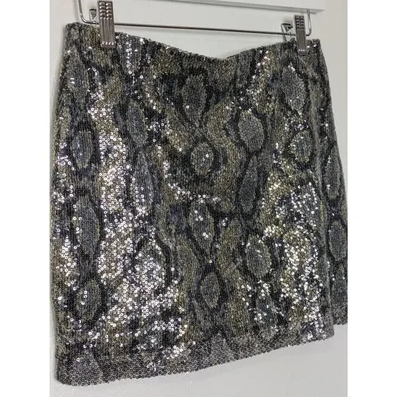 Express Women's Sequin Lined Mini Skirt Size XS Shimmer Glam Party Rocker - Picture 3 of 7